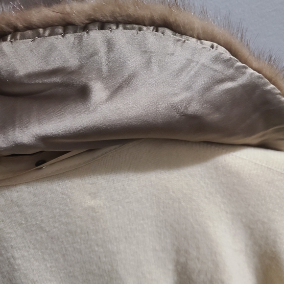 vintage 1950s Dalton cream cashmere cardigan real mink fur collar Lace Lining - Picture 12 of 16
